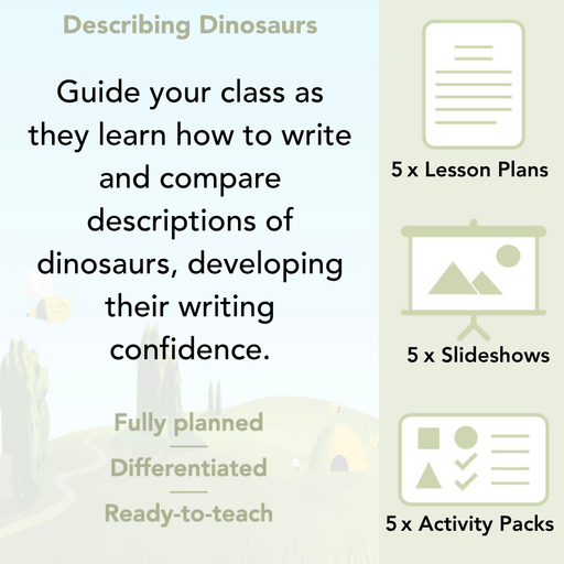 PlanBee Dinosaur Writing Activities KS1 - Dinosaur Adjective Lessons