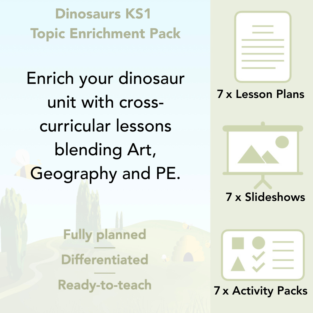 PlanBee Dinosaurs KS1 Topic Enrichment Lesson Pack