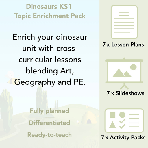 PlanBee Dinosaurs KS1 Topic Enrichment Lesson Pack