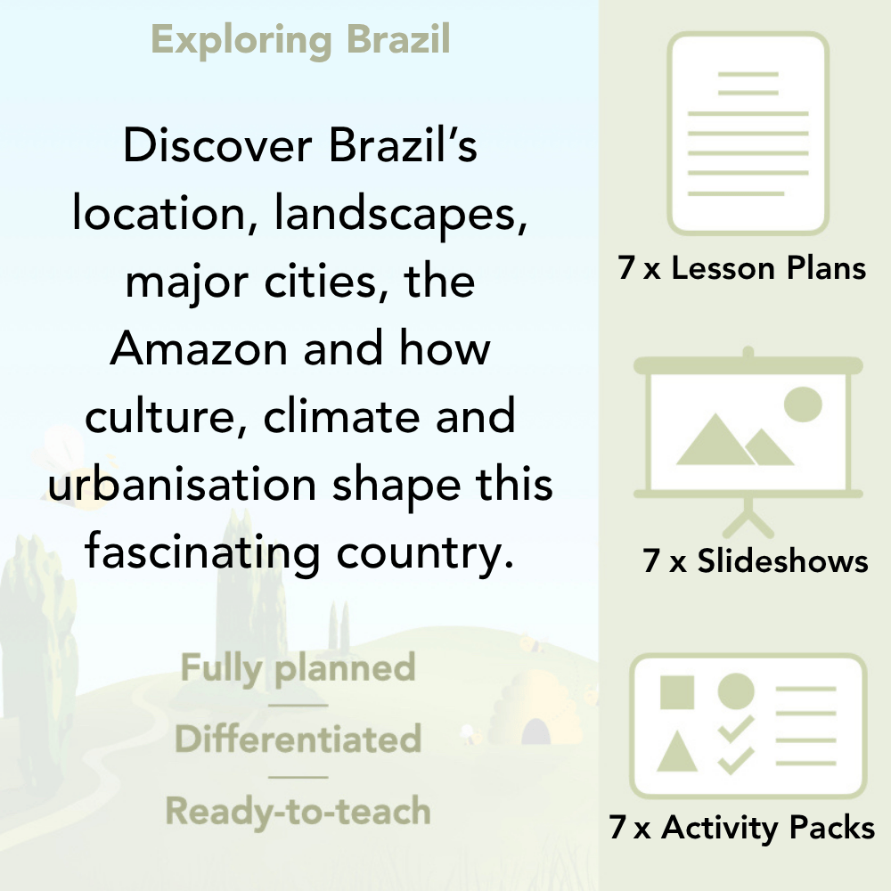PlanBee Exploring Brazil KS2 Lesson Plan Pack for Year 5/6 Geography