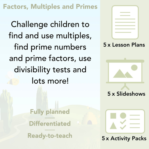 PlanBee Factors, Multiples & Primes - Year 6 Complete Maths Plans by PlanBee