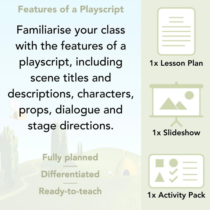 PlanBee Features of a Playscript KS2 | English Lesson Pack