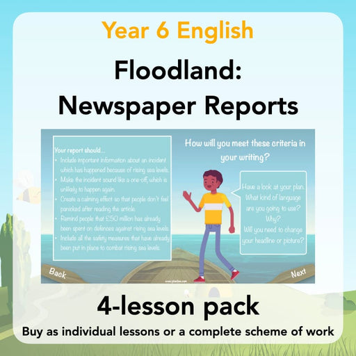 PlanBee Floodland: Newspaper Reports KS2 | Year 6 English Pack