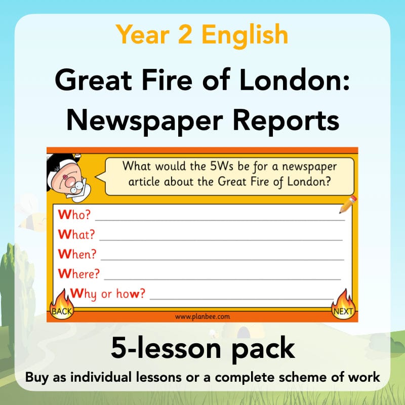PlanBee Great Fire of London Newspaper Reports KS1 