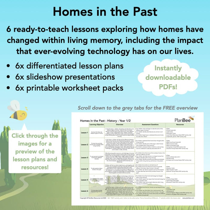 PlanBee KS1 Homes in the Past History Lesson Pack by PlanBee