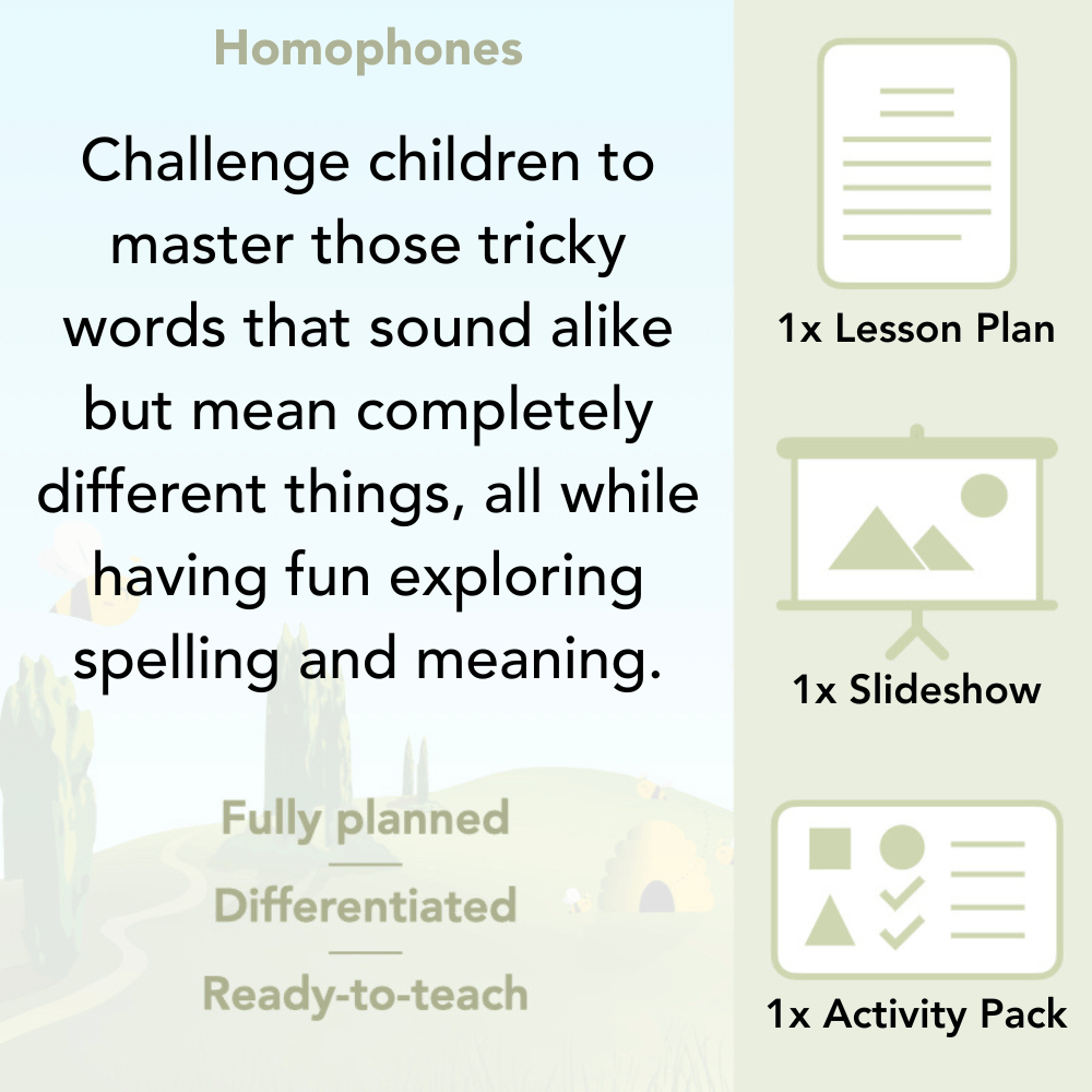 PlanBee Homophones KS2 | Year 3 English Lesson Pack
