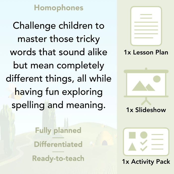 PlanBee Homophones KS2 | Year 3 English Lesson Pack
