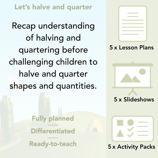 PlanBee Let's halve and quarter! Year 1 Fractions by PlanBee