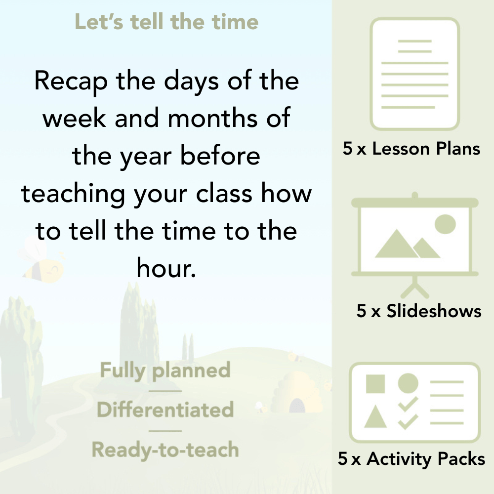 PlanBee Let's tell the time - KS1 Year 1 complete planning