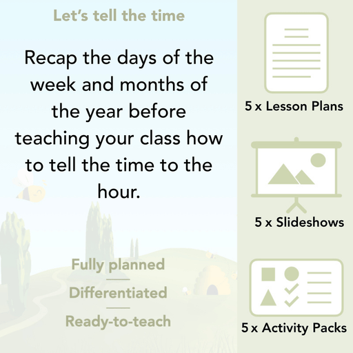 PlanBee Let's tell the time - KS1 Year 1 complete planning
