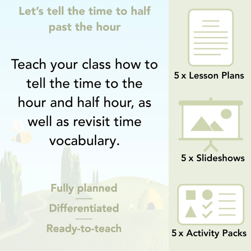 PlanBee Tell the time to half past the hour Year 1 Maths by PlanBee
