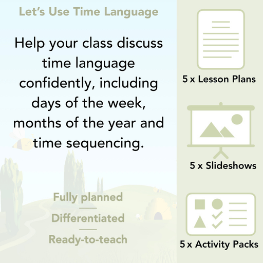 PlanBee Year 1 Time Language Maths lesson pack by PlanBee