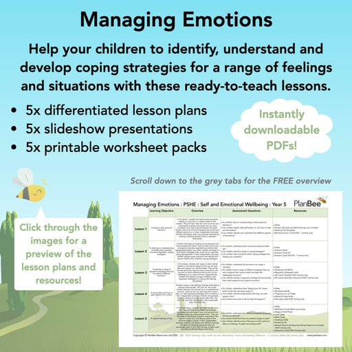 PlanBee Managing Emotions KS2 PSHE lessons | PlanBee