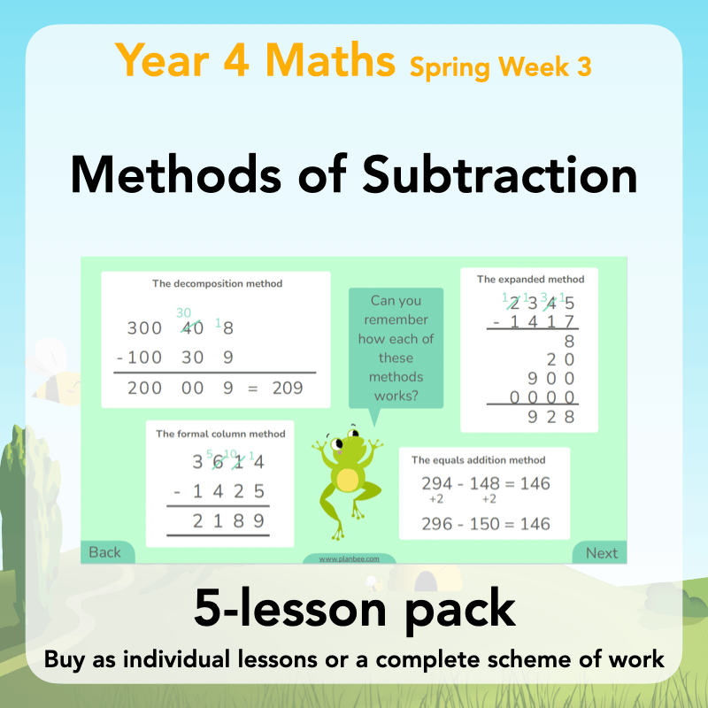 PlanBee Methods of Subtraction Year 4 Maths Lessons by PlanBee