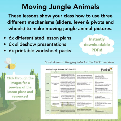 PlanBee Jungle-themed Sliders and Levers KS1 Lesson Pack | PlanBee