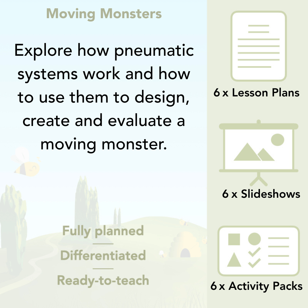PlanBee Moving Monsters Year 3 KS2 Pneumatics Lessons by PlanBee