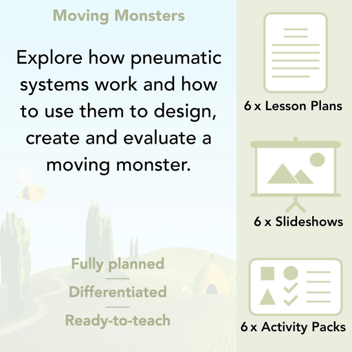 PlanBee Moving Monsters Year 3 KS2 Pneumatics Lessons by PlanBee