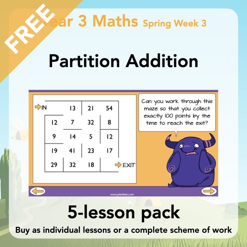 PlanBee Partition Addition: Year 3 Primary Maths Lessons and Resources