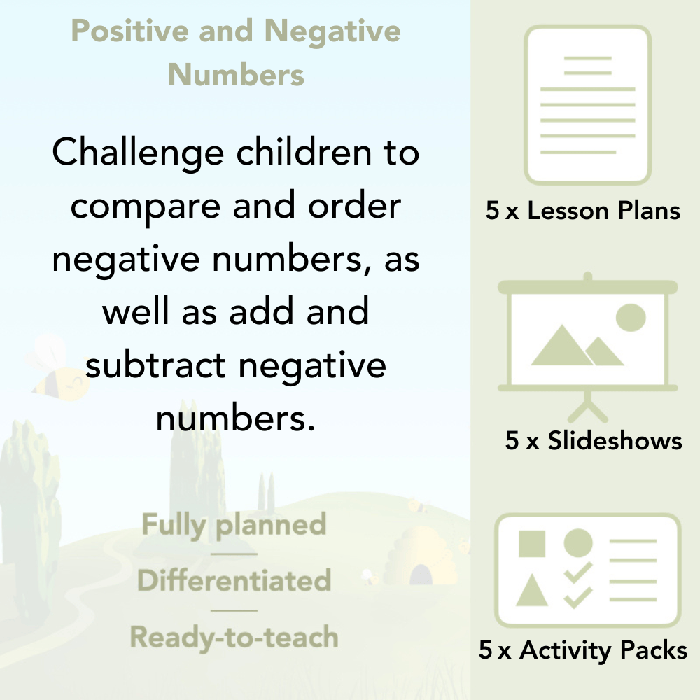PlanBee Positive and Negative Numbers Year 5 Maths Pack by PlanBee