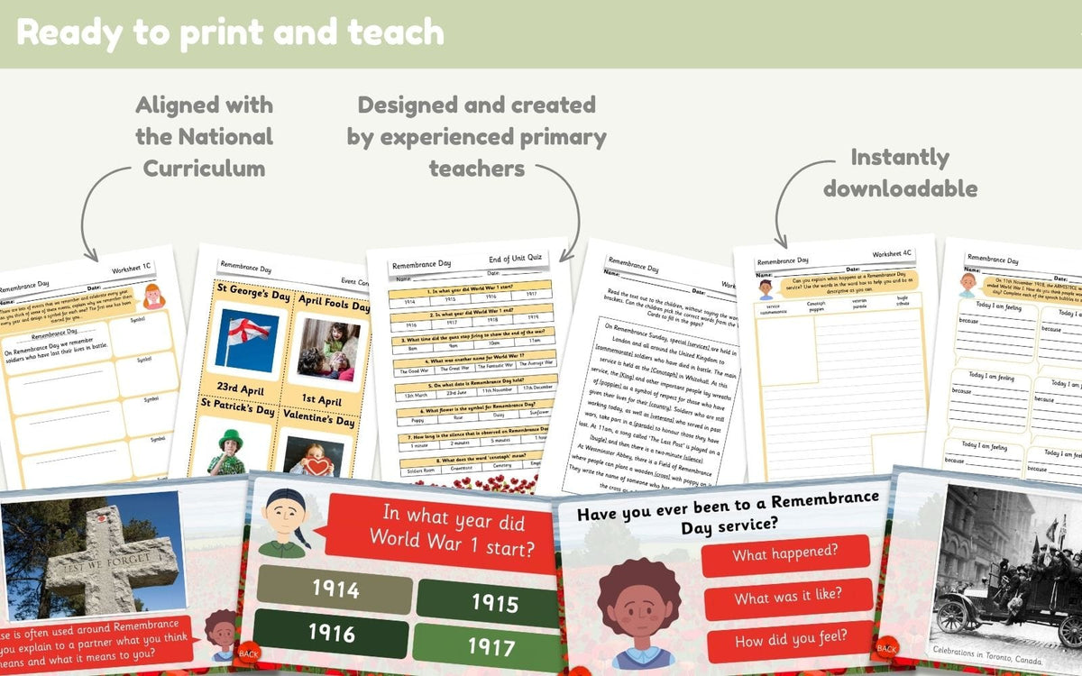 PlanBee Remembrance Day KS1 | Year 2 History Lessons