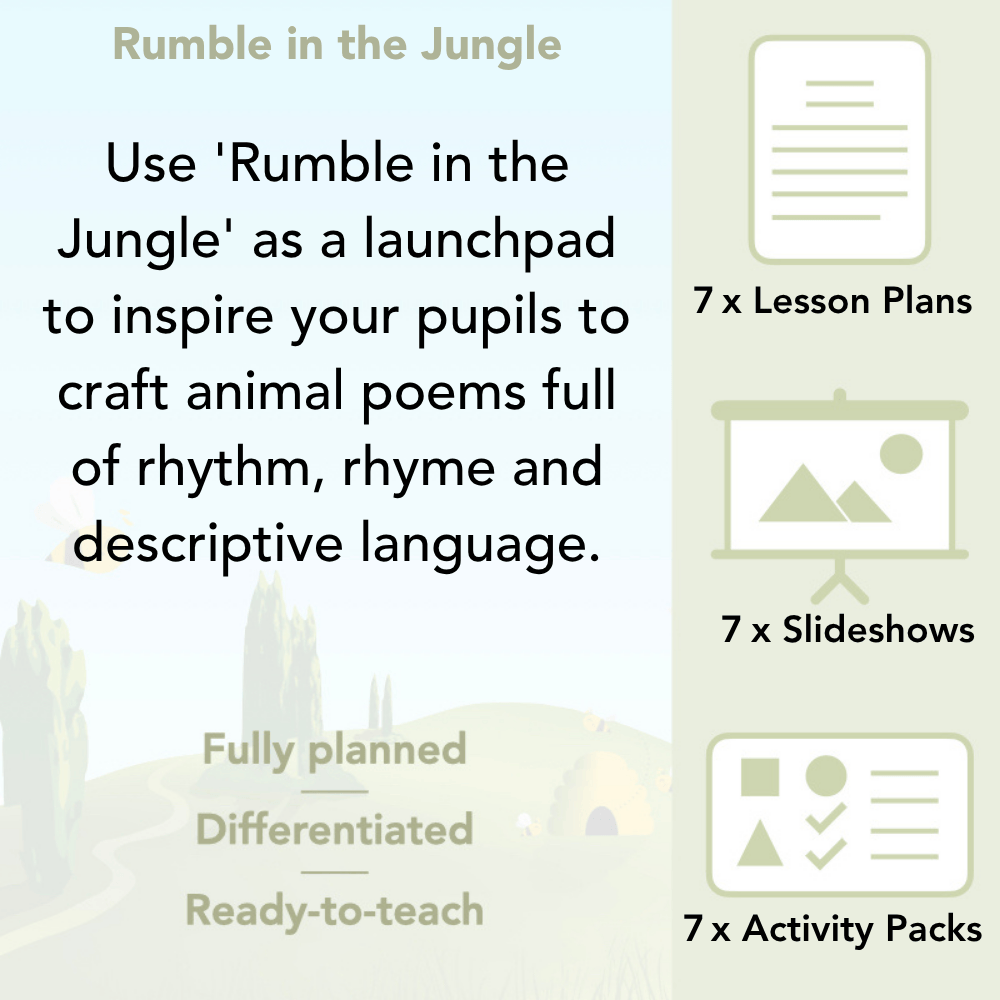 PlanBee Rumble in the Jungle Year 2 animal poetry lessons by Planbee