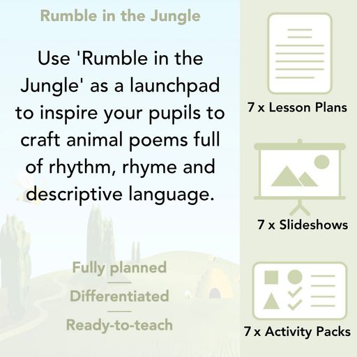 PlanBee Rumble in the Jungle Year 2 animal poetry lessons by Planbee