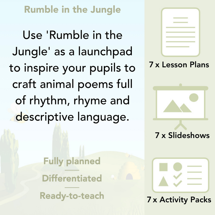 PlanBee Rumble in the Jungle Year 2 animal poetry lessons by Planbee
