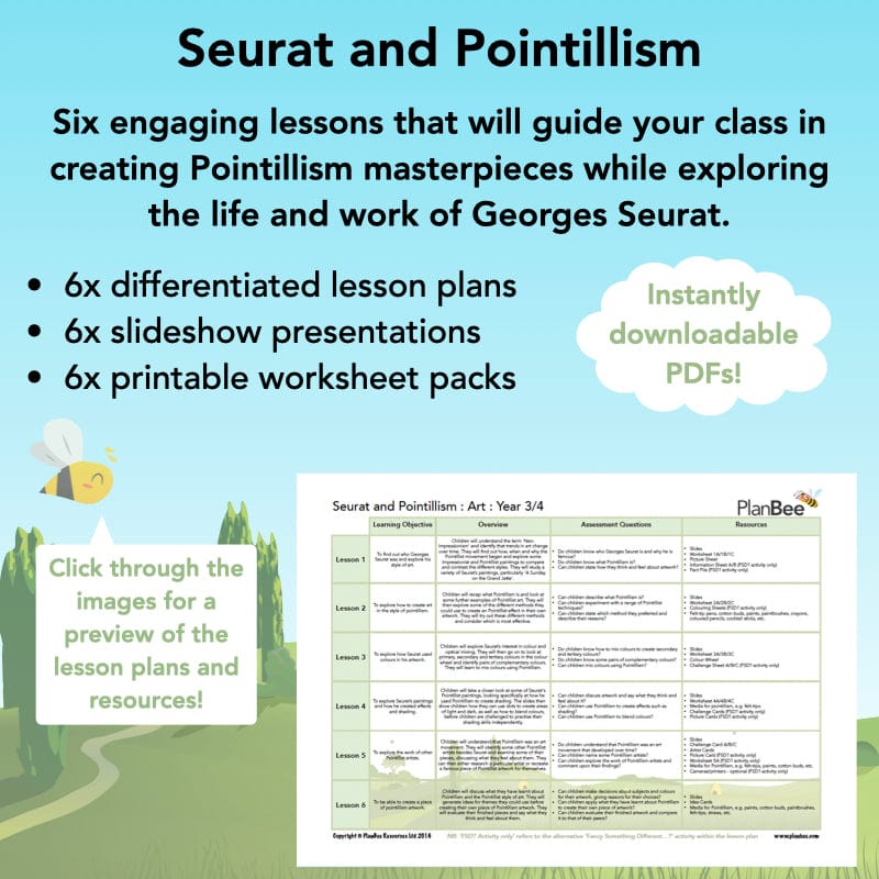 PlanBee Seurat and Pointillism KS2 Lesson Plans and Art Projects