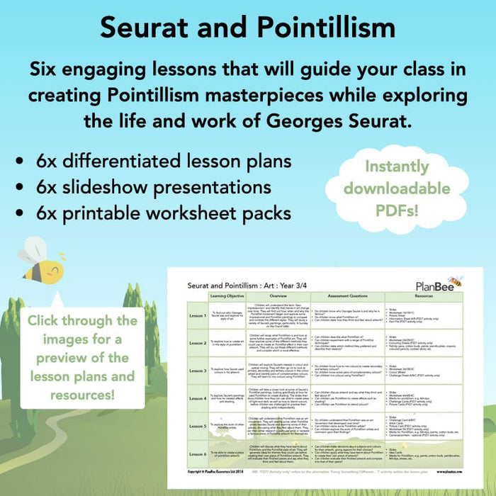 PlanBee Seurat and Pointillism KS2 Lesson Plans and Art Projects