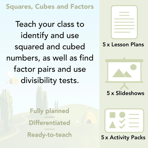 PlanBee Square Numbers, Cube Numbers and Factor Pairs | KS2 Year 5