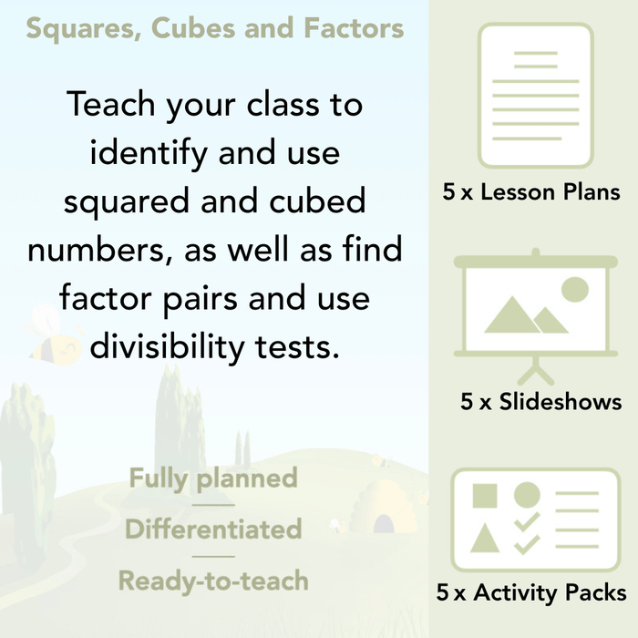 PlanBee Square Numbers, Cube Numbers and Factor Pairs | KS2 Year 5