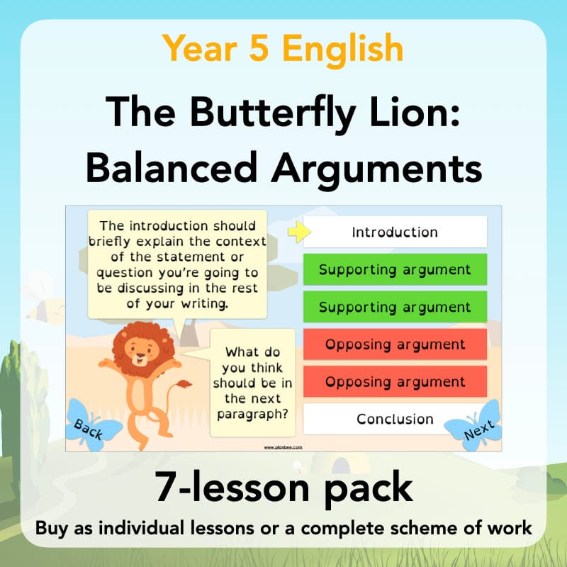 PlanBee The Butterfly Lion: Balanced Arguments KS2 Lesson Pack