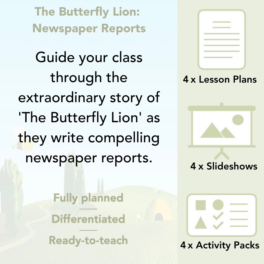 PlanBee The Butterfly Lion: Newspaper Reports KS2 English Pack