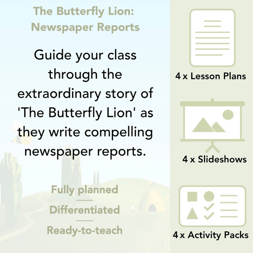 PlanBee The Butterfly Lion: Newspaper Reports KS2 English Pack