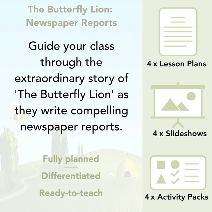 PlanBee The Butterfly Lion: Newspaper Reports KS2 English Pack