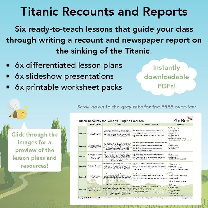 Titanic Recounts and Reports English KS2 Lesson Pack — PlanBee