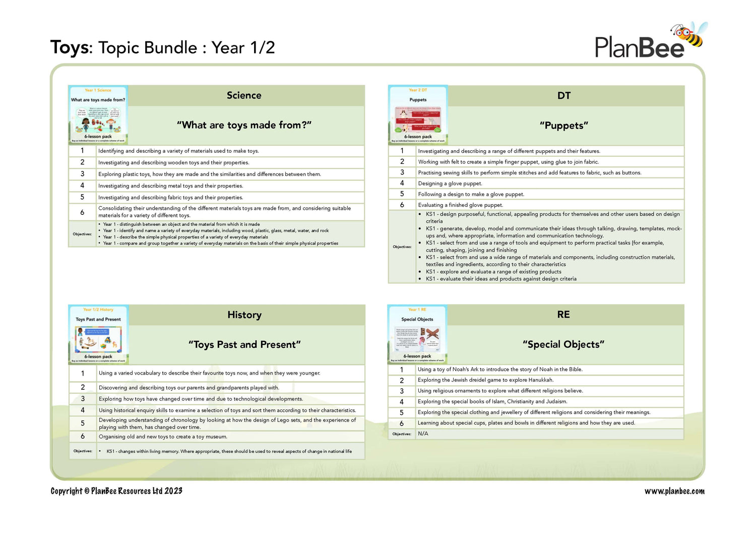 KS1 'Toys' Topic with lessons from Science, DT, History and RE