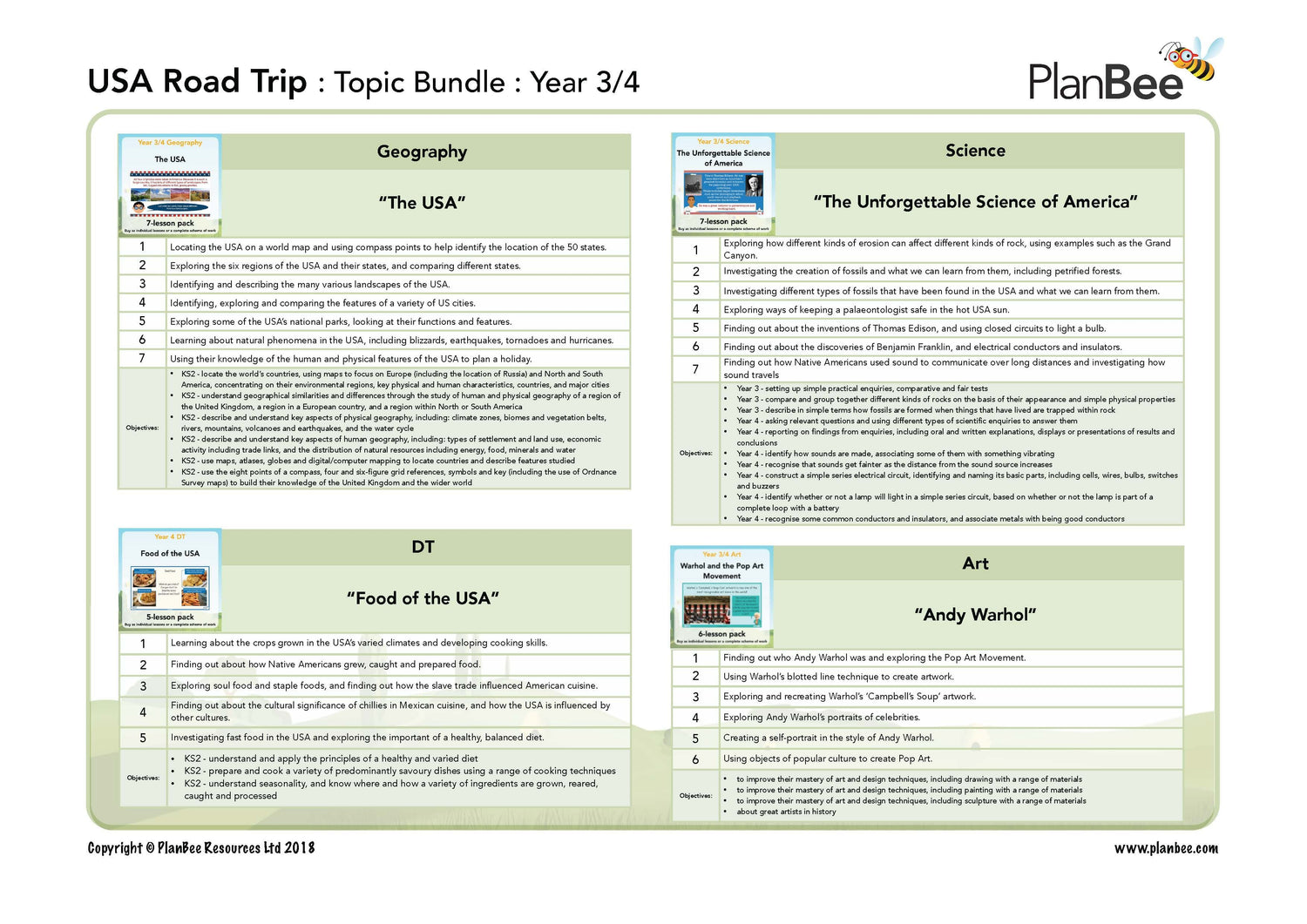 KS2 USA-themed topic bundle