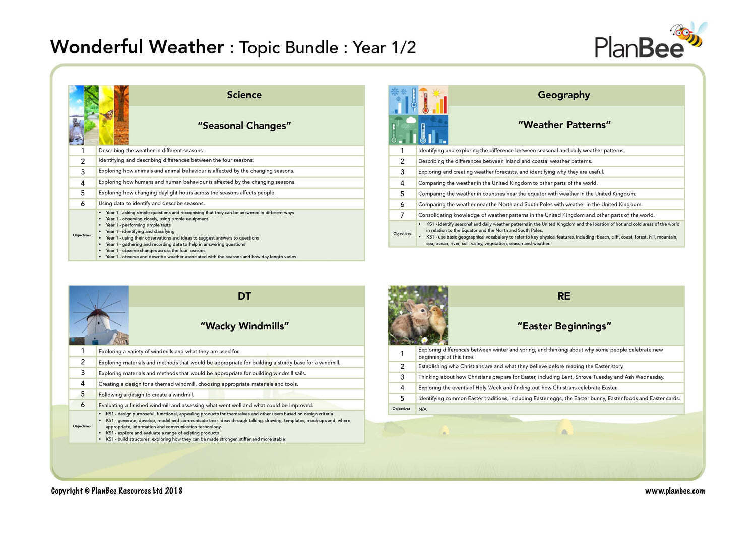 KS1 Weather Topic bundle including Science, Geography, DT and RE