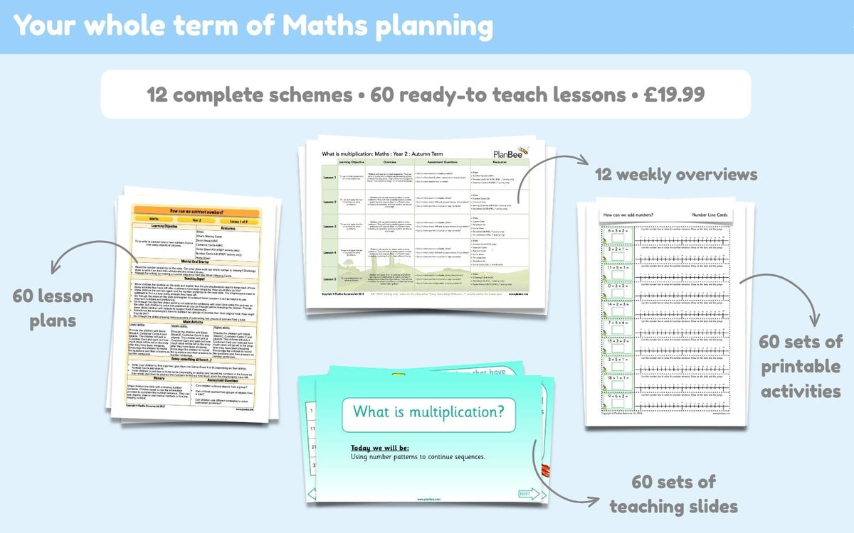 PlanBee Year 2 Autumn Term Maths Curriculum Pack | PlanBee