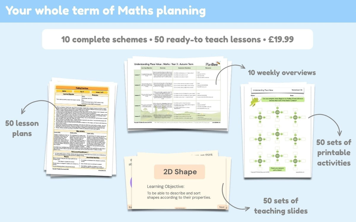 PlanBee Year 3 Autumn Term Maths Curriculum Pack | PlanBee
