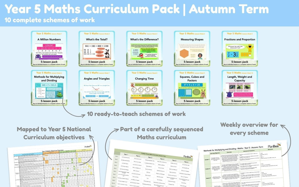 PlanBee Year 5 Autumn Term Maths Curriculum Pack | PlanBee