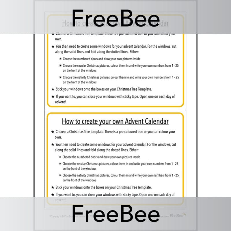 PlanBee Free printable Advent calendar template for kids by PlanBee