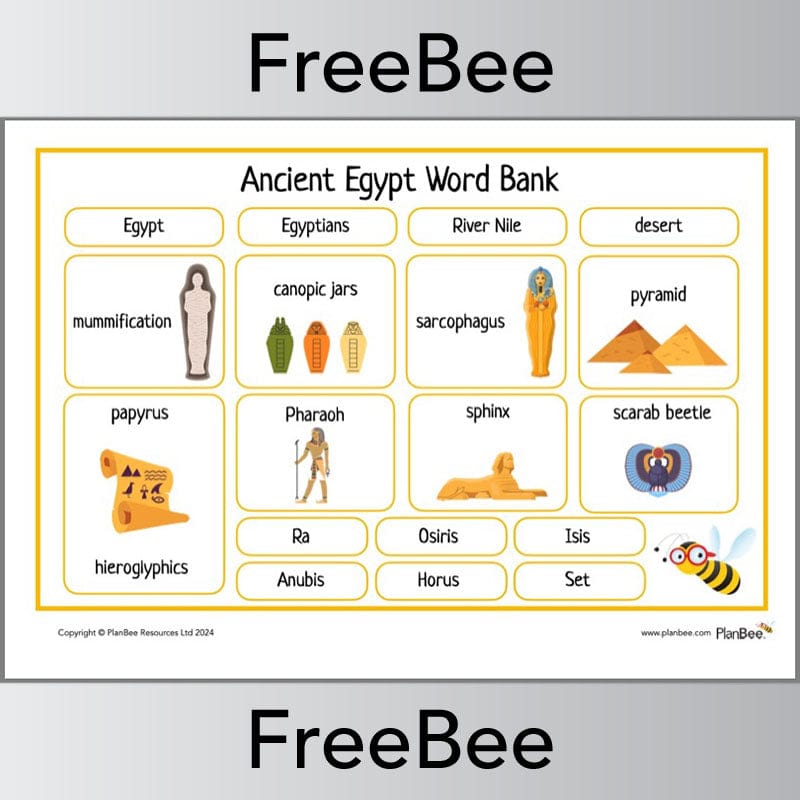 Free Ancient Egyptian Word Bank Topic Resource PlanBee