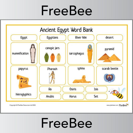 PlanBee Free Ancient Egyptian Word Bank Topic Resource PlanBee