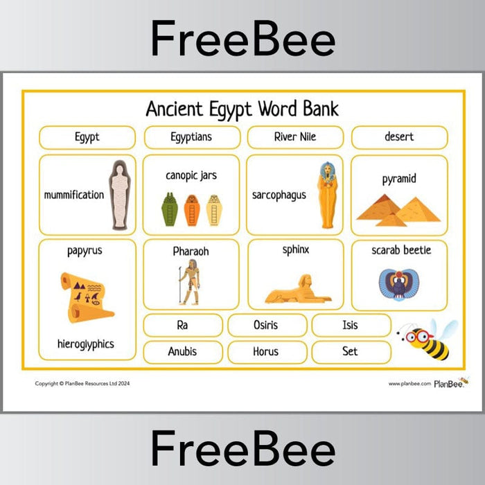 PlanBee Free Ancient Egyptian Word Bank Topic Resource PlanBee