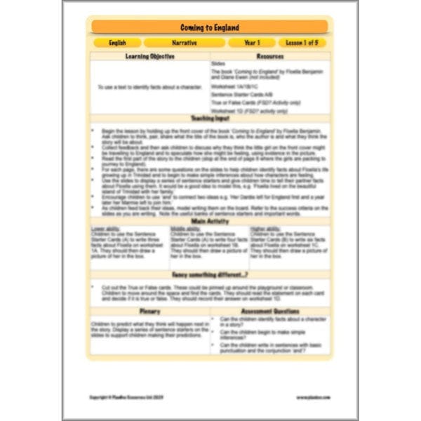 PlanBee Coming to England  KS1 | Year 1 English | PlanBee