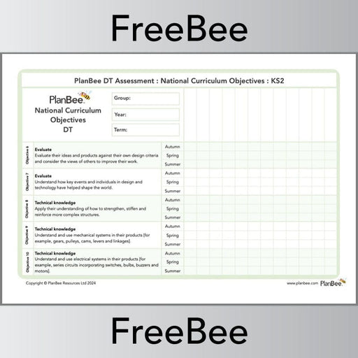 PlanBee Design and Technology Assessment Grid Free PDF by PlanBee