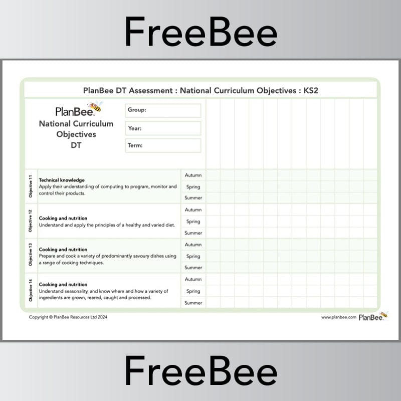 PlanBee Design and Technology Assessment Grid Free PDF by PlanBee