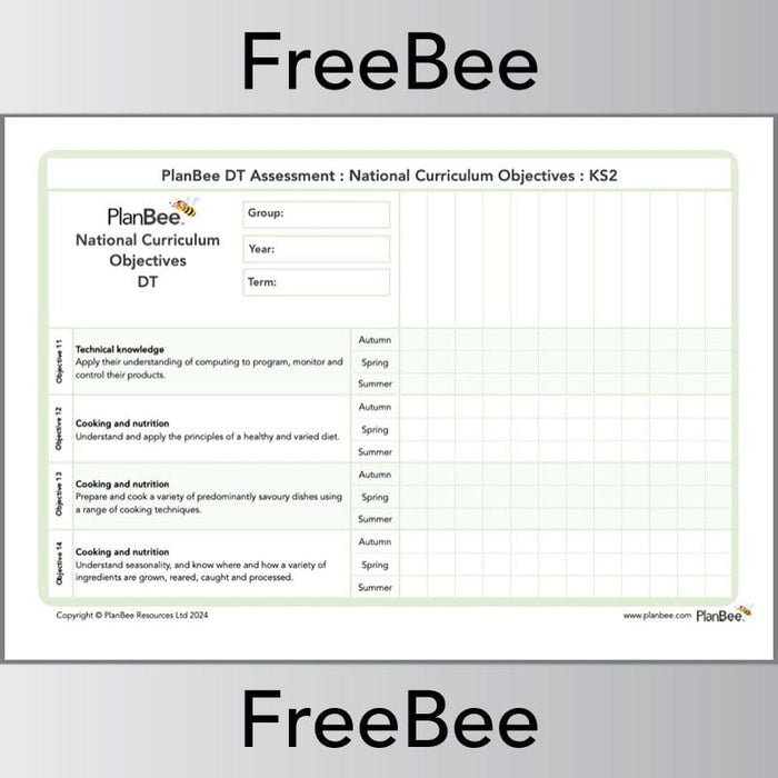 PlanBee Design and Technology Assessment Grid Free PDF by PlanBee